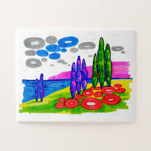 Pop Art Paradijs – Krachtig Grafisch Landschap Legpuzzel