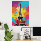 Pop Art Paris Eiffeltoren Poster Wall Art Print (Thuiskantoor)