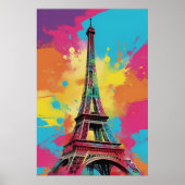 Pop Art Paris Eiffeltoren Poster Wall Art Print (Voorkant)