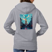 Pop Art Paris – levendig Retro stadsbeeld Hoodie (Achterkant)