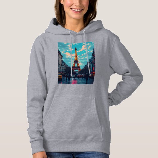 Pop Art Paris – levendig Retro stadsbeeld Hoodie (Voorkant)