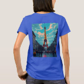 Pop Art Paris – levendig Retro stadsbeeld T-shirt (Achterkant)