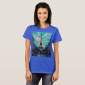 Pop Art Paris – levendig Retro stadsbeeld T-shirt (Voorkant volledig)