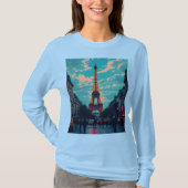 Pop Art Paris – levendig Retro stadsbeeld T-shirt (Voorkant)