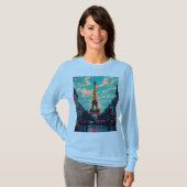 Pop Art Paris – levendig Retro stadsbeeld T-shirt (Voorkant volledig)