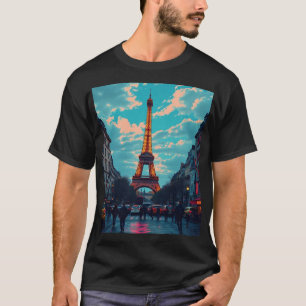 Pop Art Paris – levendig Retro stadsbeeld T-shirt