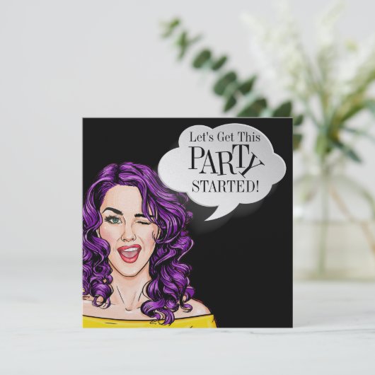 Pop Art PARTY Uitnodiging (Staand voorkant)