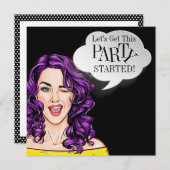 Pop Art PARTY Uitnodiging (Voorkant / Achterkant)