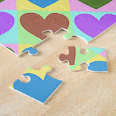 Pop Art Pastel Gekleurde Harten Legpuzzel (Zijkant)