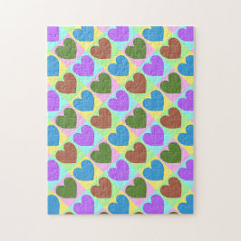 Pop Art Pastel Gekleurde Harten Legpuzzel