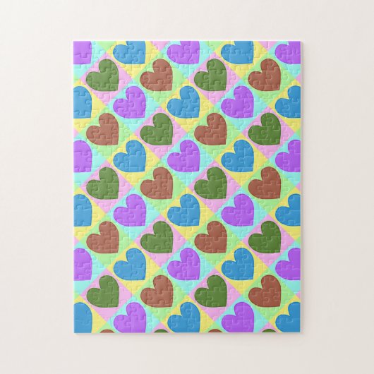 Pop Art Pastel Gekleurde Harten Legpuzzel (Verticaal)