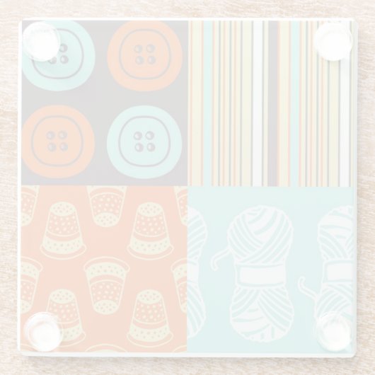 Pop-art patroon - naaien glazen onderzetter (Achterkant)