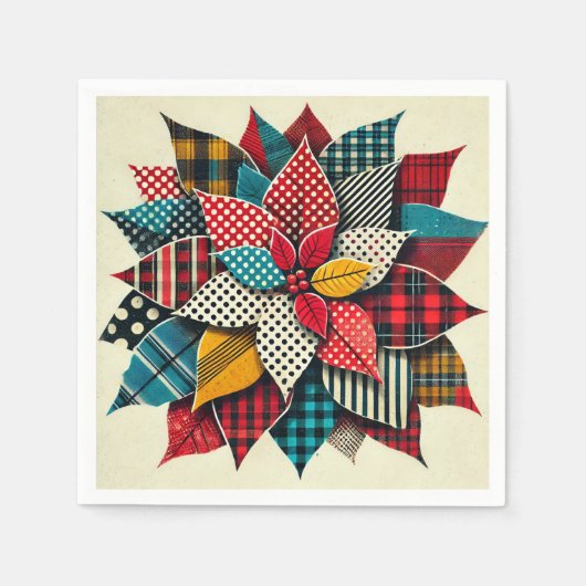 Pop Art Pattern Collage Poinsettia Découpage Servet (Voorkant)