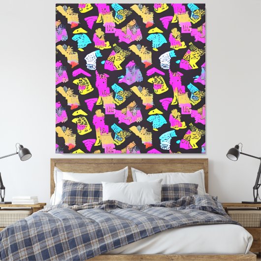  Pop Art Pattern Fabric Art Design Canvas Afdruk (Insitu (Slaapkamer))