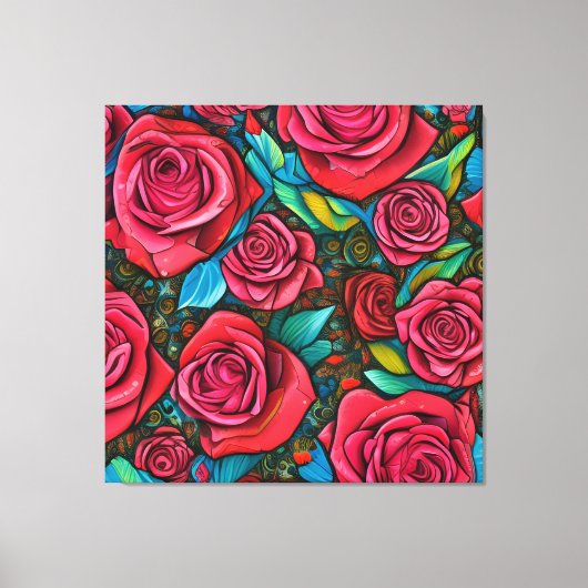 Pop Art Pattern Rozen Kunstontwerp Canvas Afdruk (Voorkant)