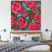 Pop Art Pattern Rozen Kunstontwerp Canvas Afdruk (Insitu (Slaapkamer))