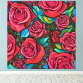 Pop Art Pattern Rozen Kunstontwerp Canvas Afdruk (Insitu (Houten vloer))