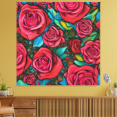 Pop Art Pattern Rozen Kunstontwerp Canvas Afdruk (Insitu (Woonkamer))