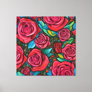 Pop Art Pattern Rozen Kunstontwerp Canvas Afdruk