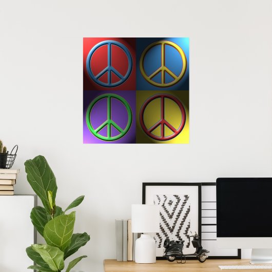 Pop Art Peace Sign-Poster Poster (Thuiskantoor)