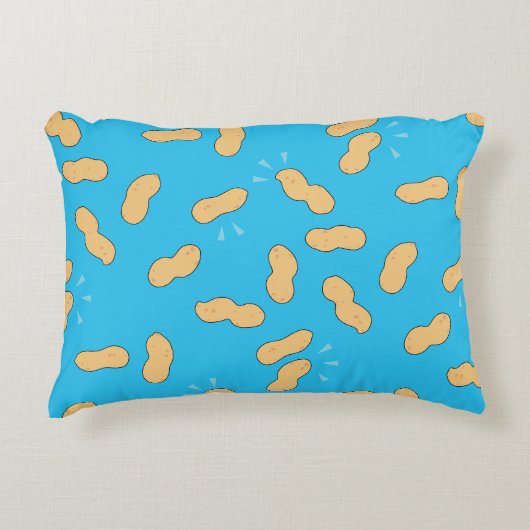 Pop Art Peanut Cartoon Blauw Accent Kussen (Voorkant)
