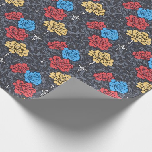 Pop Art Peonies Floral Wrapping Paper Cadeaupapier (Hoek)