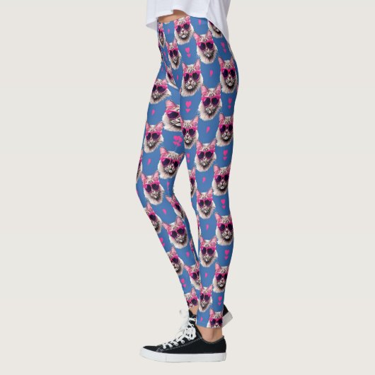 Pop Art Perzische kat met zonnebril Leggings (Links)