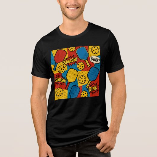 Pop Art Pickleball – Retro Comic-Style Design Tri-Blend Shirt (Voorkant)