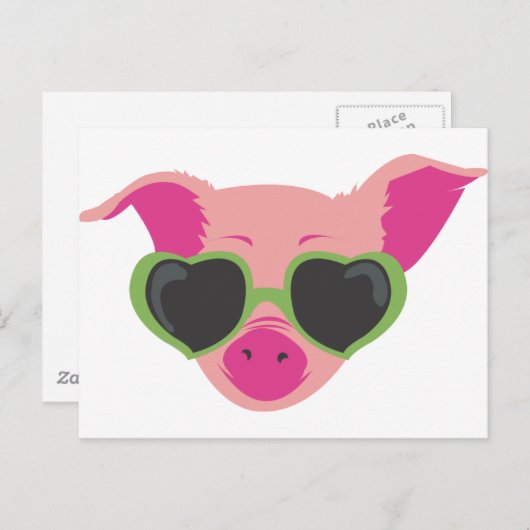 Pop art Piggy Briefkaart (Voorkant / Achterkant)