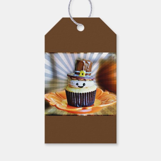 Pop Art Pilgrim Cupcakes Cadeaulabel (Voorkant)