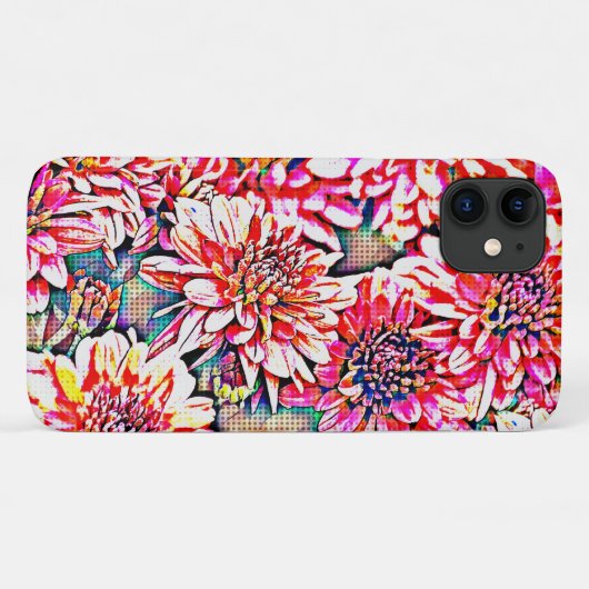 Pop Art Pink Flowers Bloemen Floral Telefoon Case (Achterkant (horizontaal))