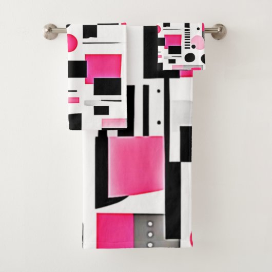Pop Art Pink Geometry Design Bad Handdoek (Insitu)