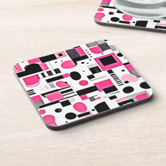 Pop Art Pink Geometry Design Bier Onderzetter (Linkerzijde)