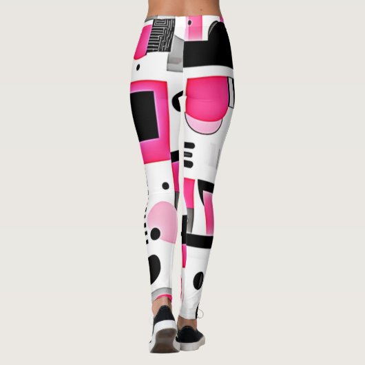 Pop Art Pink Geometry Design Leggings (Achterkant)