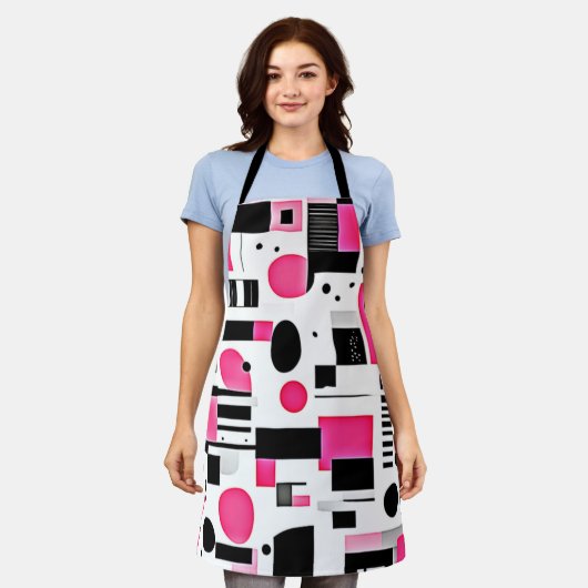 Pop Art Pink Geometry Design Schort (Gedragen)