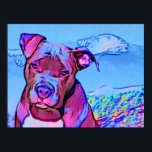 Pop Art Pit Bull Puppy Dog Poster<br><div class="desc">Pop kunst van een Amerikaanse Pitbull puppy dog,  met de Amerikaanse berg,  sneeuw bedekt de Pikes Peak op de achtergrond.</div>