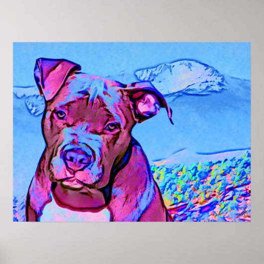 Pop Art Pit Bull Puppy Dog Poster (Voorkant)