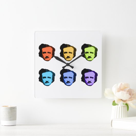 Pop Art Poe Vierkante Klok (Huis)