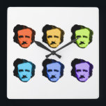 Pop Art Poe Vierkante Klok<br><div class="desc">Pop Art Poe (Edgar Allan Poe)</div>