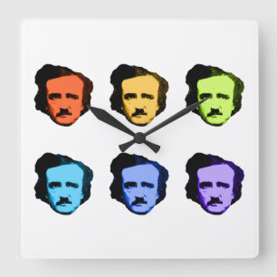 Pop Art Poe Vierkante Klok