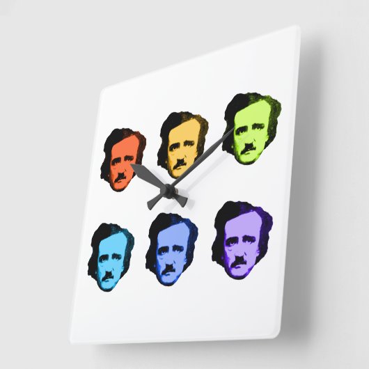 Pop Art Poe Vierkante Klok (Hoek)