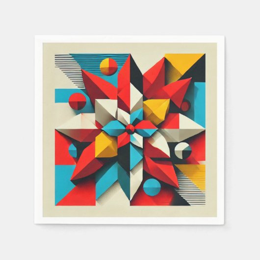 Pop Art Poinsettia Abstracte geometrische ontkoppe Servet (Voorkant)