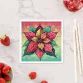 Pop Art Poinsettia Halftone Stippen Decoupage Serv Servet (Insitu)