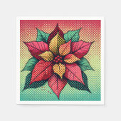 Pop Art Poinsettia Halftone Stippen Decoupage Serv Servet (Voorkant)