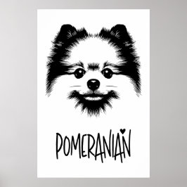 Pop Art Pomeranian Black & White Chic Aesthetic Poster