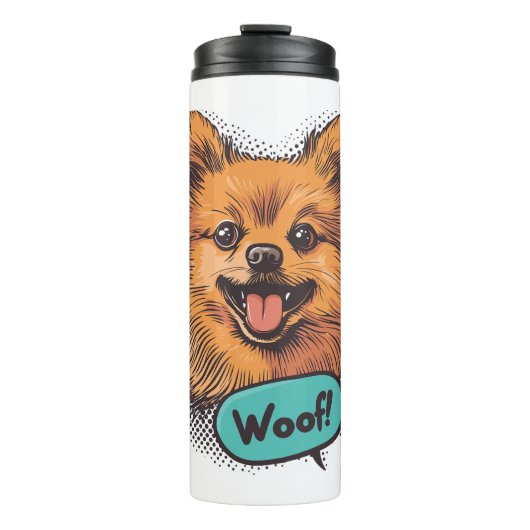 Pop Art Pomeranian - Retro Comic Dog Thermosbeker (Voorkant)