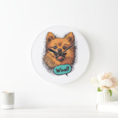 Pop Art Pomeranian � Retro Comic Hond Grote Klok (Huis)