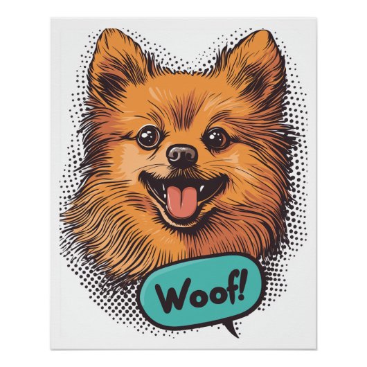 Pop Art Pomeranian � Retro Comic Hond Perfect Poster (Voorkant)