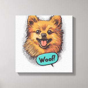 Pop Art Pomeranian - Retro Komische Hond Canvas Afdruk