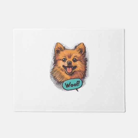 Pop Art Pomeranian - Retro Komische Hond Deurmat (Voorkant)